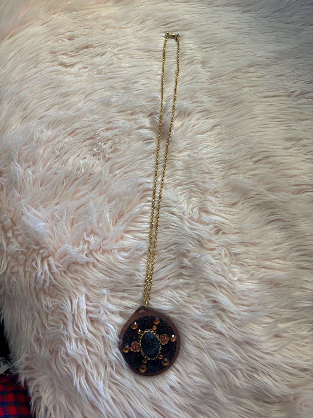 Tarina Tarantino Gold Chain Necklace with Brown and Black Pendant